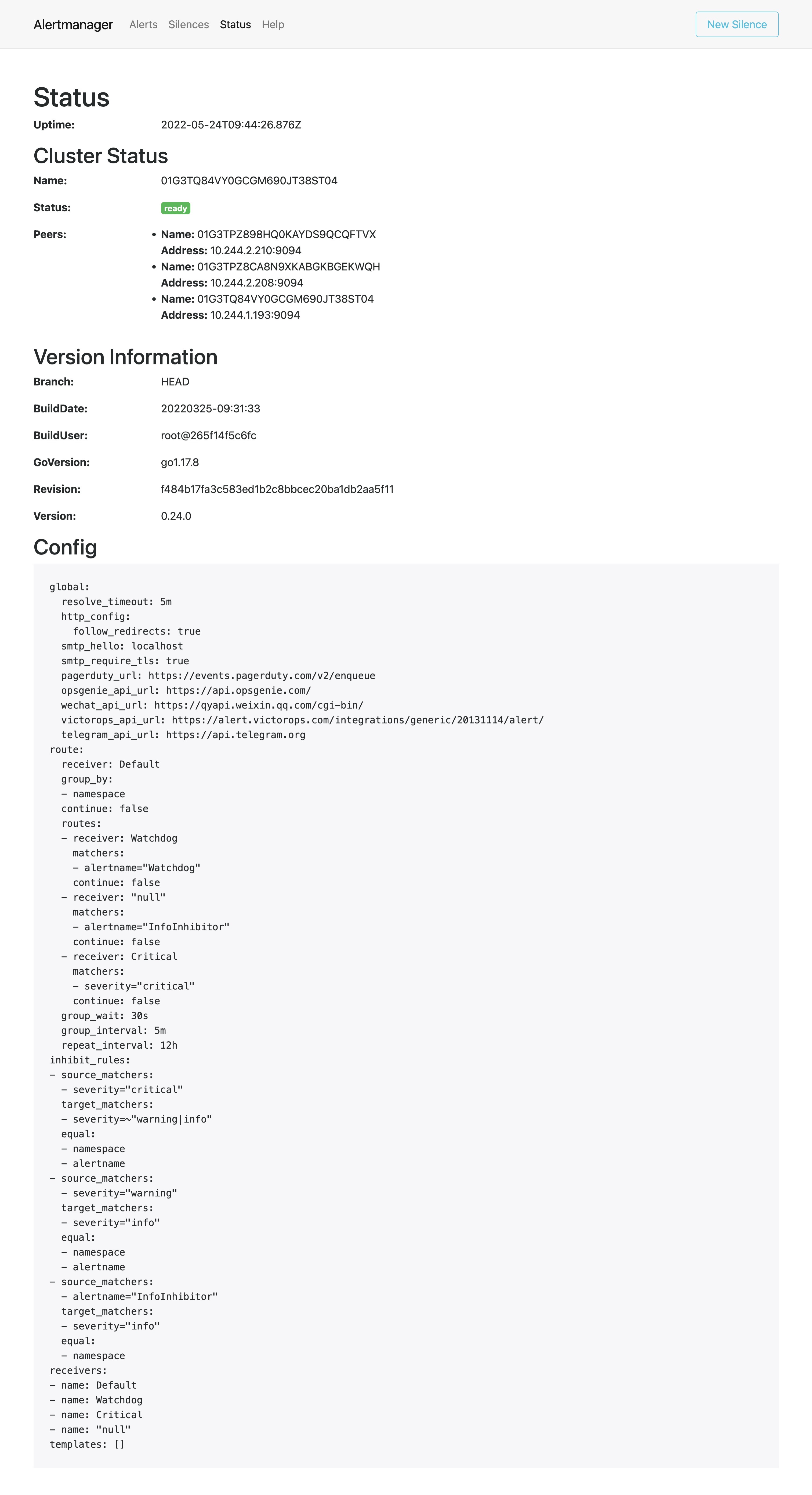 Prometheus operator configuration alarm